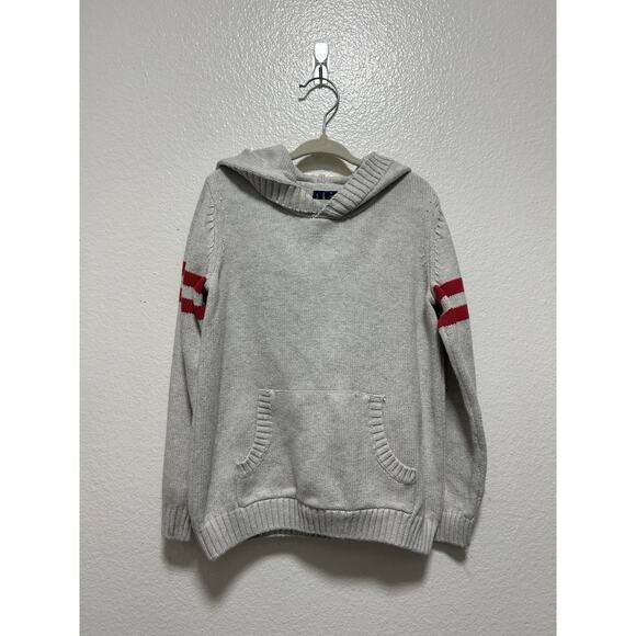 Janie And Jack Gray Hooded Sweater With Red Stripe - Picture 1 of 4